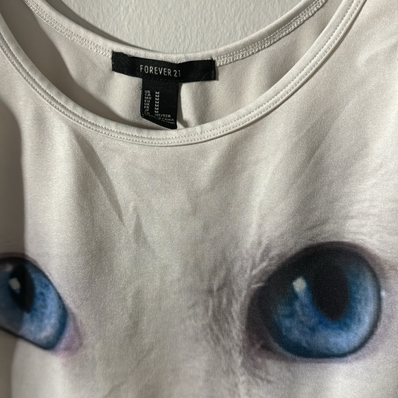 Bodysuit forever 21 cat face white size M - Picture 2 of 3